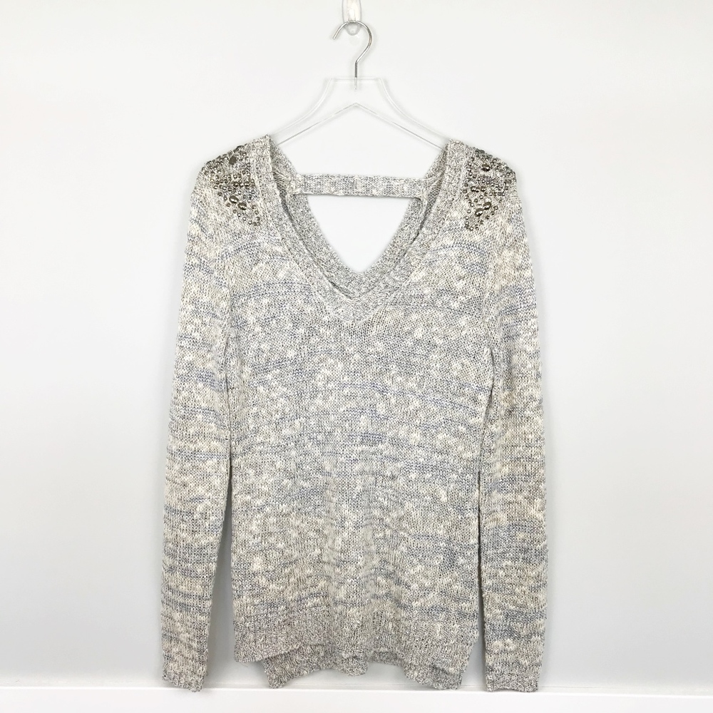 Maurices Metallic Stitch Embellish V Neck Sweater